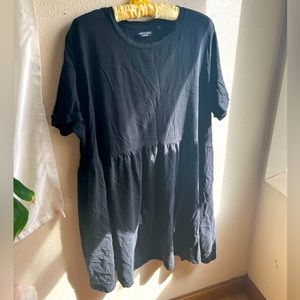 black brave soul london midi cotton blend shirt sleeve dress